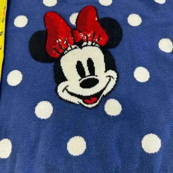 GAP KIDS - DISNEY GIRL'S BLUE POLKA DOT MINNIE MOUSE PULLOVE SWEATER SIZE 6-7 - Picture 1 of 6